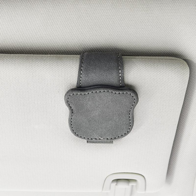 자석 차량용 선바이저 안경걸이 곰돌이 선글라스 거치대, 1개, 그레이