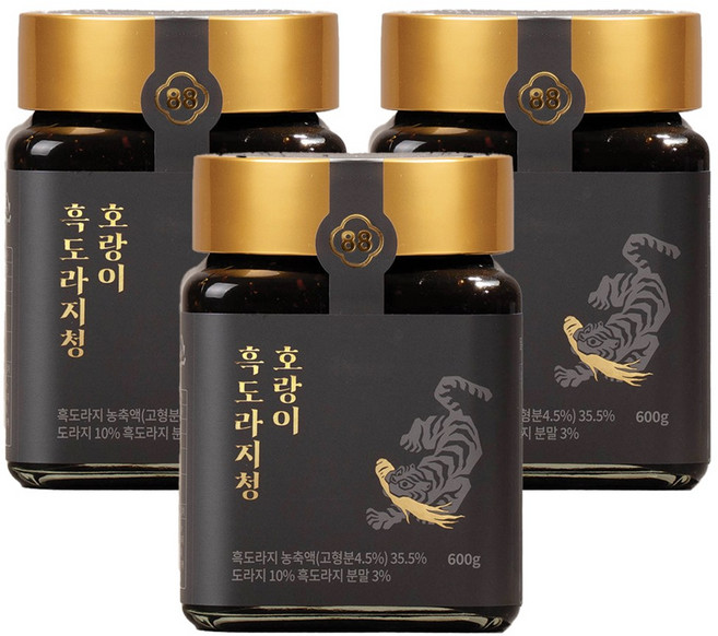 팔팔호랑이 흑도라지청 국산 도라지청 약도라지청, 600g, 1개입, 3개