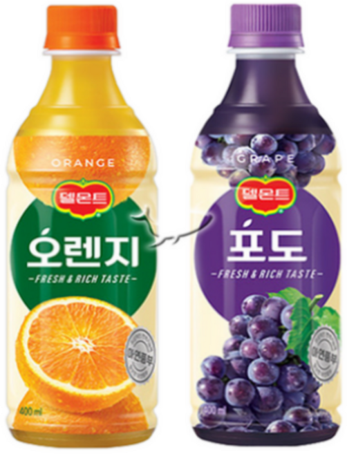 롯데칠성음료 델몬트 400ml 혼합 [오렌지10+포도10], 20개