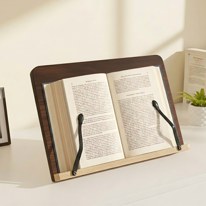 빈스트 책이 밀리지 않는 각도 조절 원목 독서대, 우드무늬