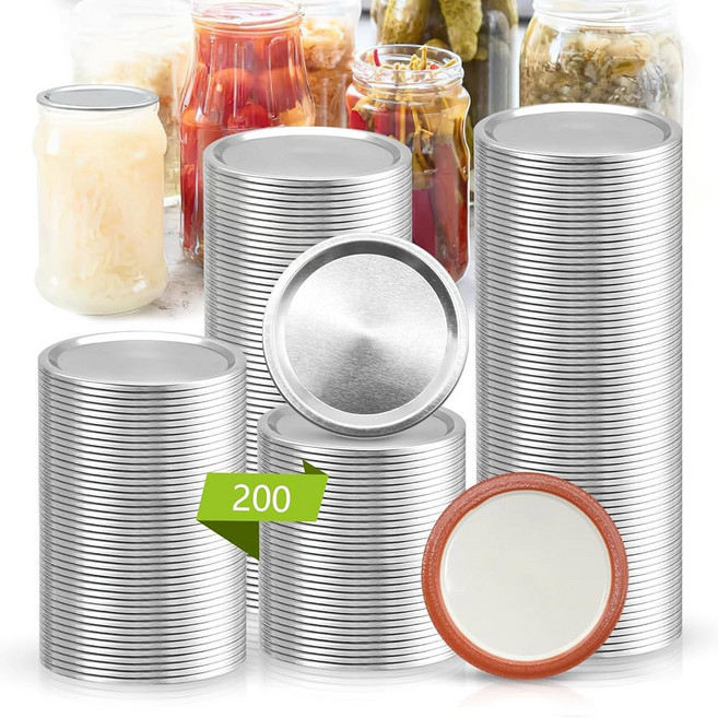 SIJDIEE 200Pcs 86MM/3.4인치 와이드 밀폐 커 식품 분할형 금속 누수 통조림 재료 뚜껑용 통조림 방지 마우스 병용 마우스 등급 볼 병 메이슨 병 뚜껑 뚜껑, wide 200 lids, 1개
