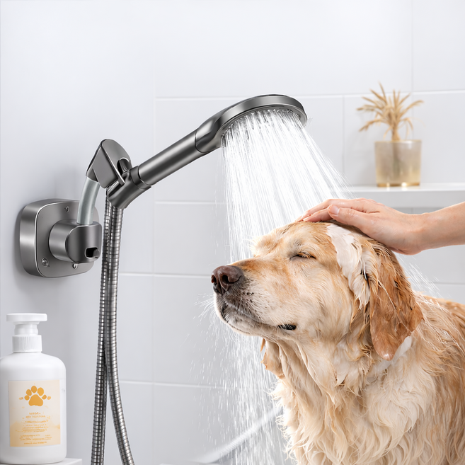 베이직앤드 키 맞춤 높이조절 흡착 샤워기 거치대, 블랙, 1개