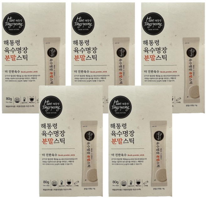 해통령 육수명장 더 진한 육수 분말스틱, 80g, 5세트