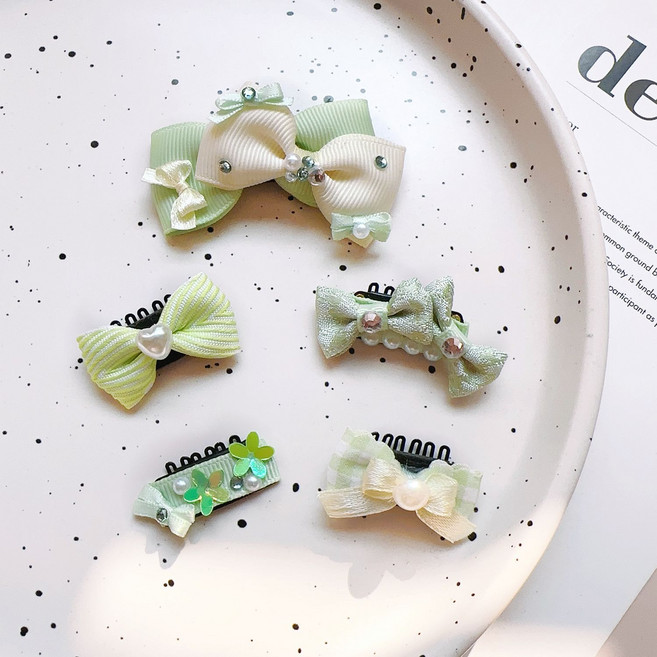 강아지 머리띠 반려동물 머리핀 5종, 5개, 민트그린