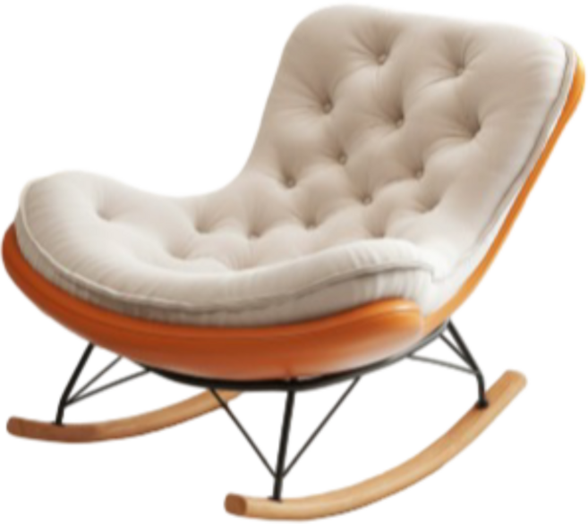 스윙쉐이드 편안한 고급 라텍스 프리미엄 흔들의자 릴렉스체어 1인용쇼파 스윙체어 수유 독서 안락의자 거실 카페, 1개, 3. 아이보리+오렌지