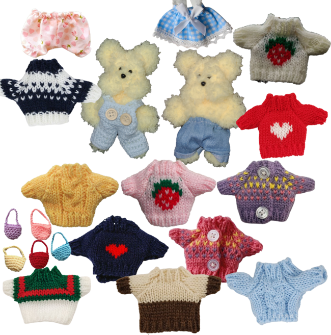 모루인형 옷 부자재 소품 꾸미기 가방 바지 키링 모남희, 니트다색 화이트그린, 1개