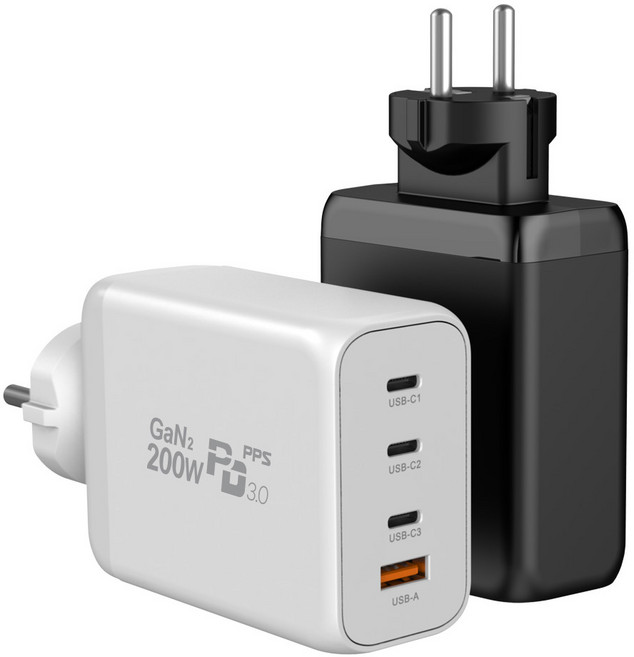 UM2 4포트 200W 최대출력 PD PPS 초고속 접지 플러그 멀티 충전기 200PD-GAN2, 화이트, 1개