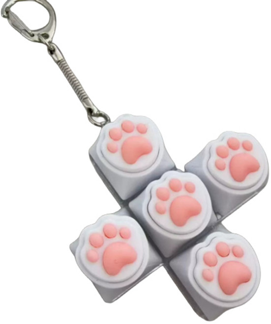 치프몰 고양이발 키보드 열쇠고리, 1개, 십자 5캡