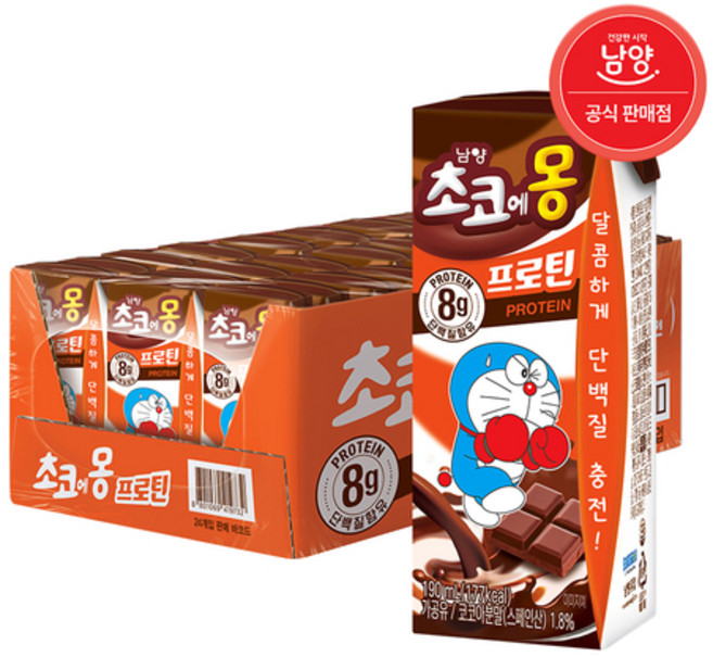 초코에몽 프로틴 초코우유, 190ml, 24개