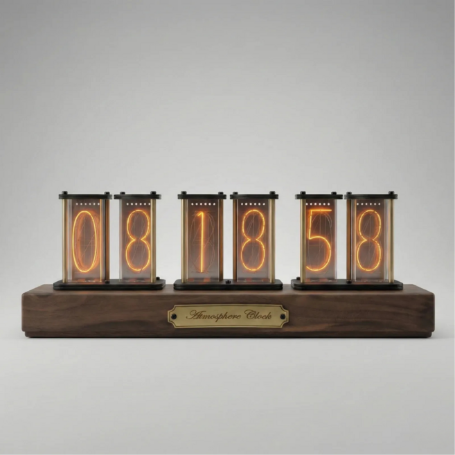 행복지음 led 감성 인테리어 탁상 무소음 고급 디자인 원목 선물 시계, 우드