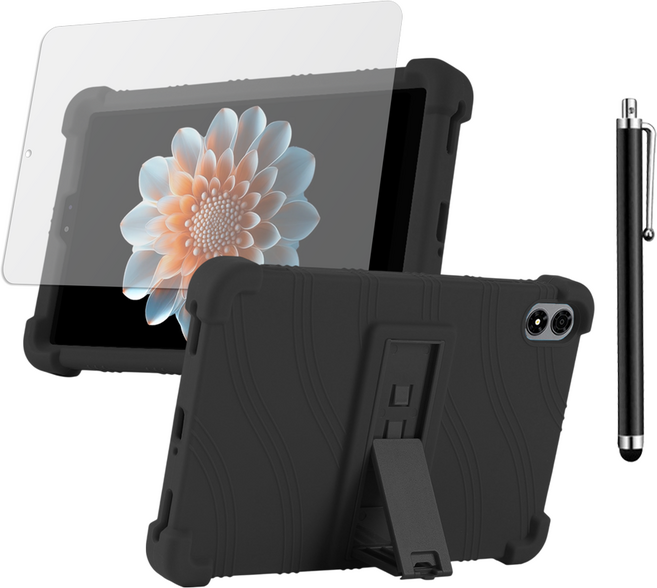 ALLDOCUBE Iplay70 Mini Pro 거치대 범퍼 케이스 + 저반사 매트 필름 + 터치펜, BLACK, 1세트