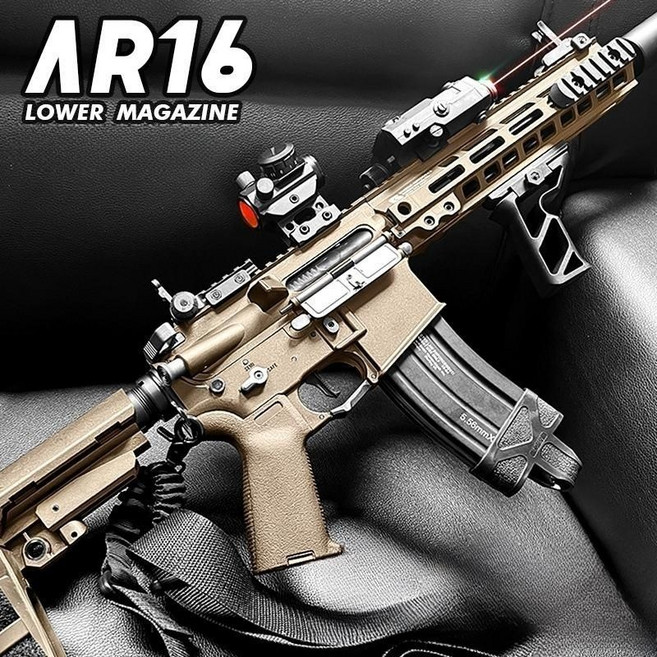 리얼리티 스틸 AR16 전동 시뮬레이션 건 M416 전동건 키덜트, 1. 블랙 + 11.1 배터리 + 스트랩, 1개