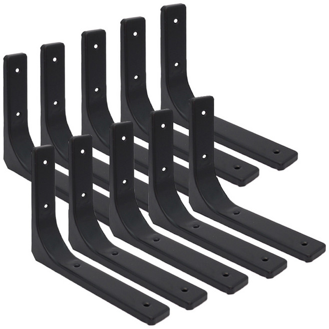 아이베란다 엠보 L형 선반 받침대 브라켓 선반대, 10개, 블랙 200mm