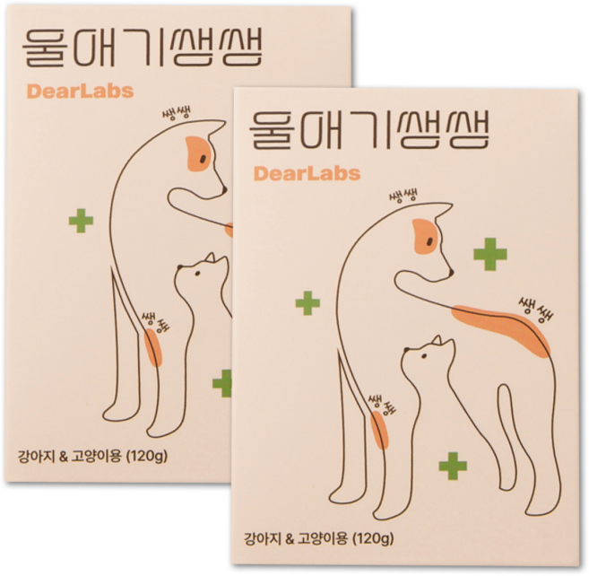 울애기쌩쌩 반려동물 종합영양제 눈 피부 관절 면역 장 케어, 60정, 2개