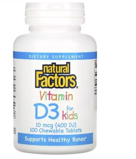 내추럴팩터스 어린이 키즈 비타민 D3 10mcg 400IU 100정 츄러블 딸기맛 Vitamin for Kids, 1개, 네추럴팩터스 - 쿠팡