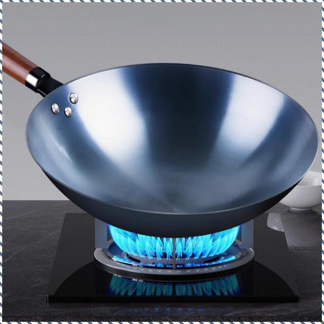 논코팅 블루 스테인리스 냄비 후라이팬 일본산 코팅없는 후라이팬 둥근바닥 볶음 가마솥 가스레인지전용 무코팅 가마솥/열고르게/세척용이 고온단조+삼중강화, 냄비 손잡이