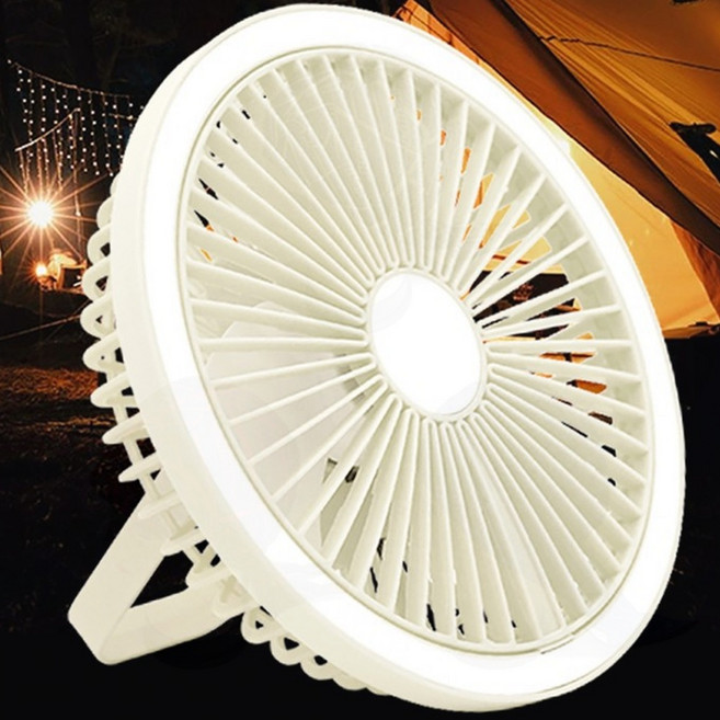 LED 캠핑 선풍기 레인보우 무드조명 충전 야외 텐트 서큘레이터 탁상, 상세페이지 참조, 아이보리