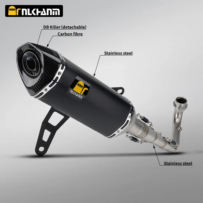 Zontes 368G 2024 오토바이 배기 스테인레스 스틸 Ak 카본 팁 머플러, 02 TYPE-B
