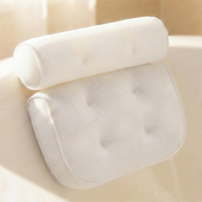 보들픽 반신욕 등받이 욕조베개, 1개, 마시멜로 화이트