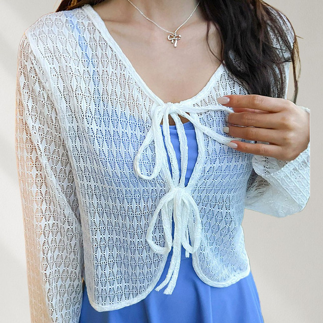 비키비키 프리오 여성 가디건 커버업 비치 상의 체형커버 긴팔 비치웨어