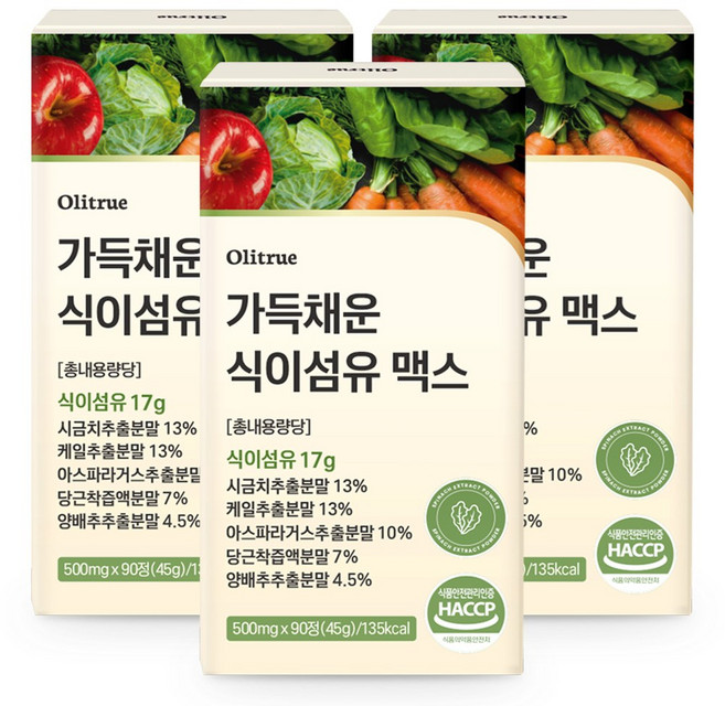 올리트루 가득채운 식이섬유 정 17g, 3개, 90정