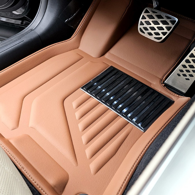 와이투 XPE 고급가죽 자동차 바닥매트 제네시스 GV80 1+2열 카매트, XPE 브라운, GV80 (5인/7인승)