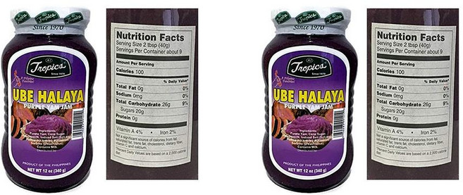 Tropics 우베 할라야 잼 340g 2팩 Tropics Ube Halaya Purple Yam Jam 12oz x 2 bottles in a pack, 1개, 680g