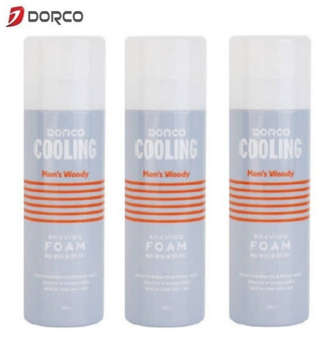 (형제)도루코 쿨링 쉐이빙 폼 멘즈 우디 면도크림, 210ml, 3개
