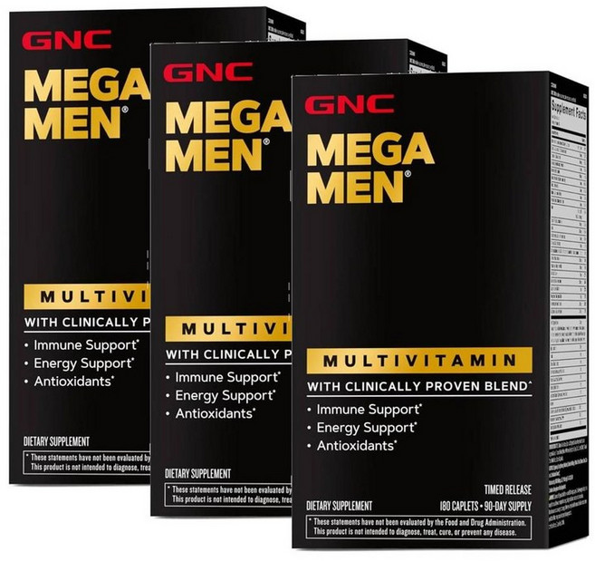 지엔씨 메가맨 남성 멀티비타민 투데일리 GNC Mega Men Multivitamin Clinical Blend, 180정, 3개
