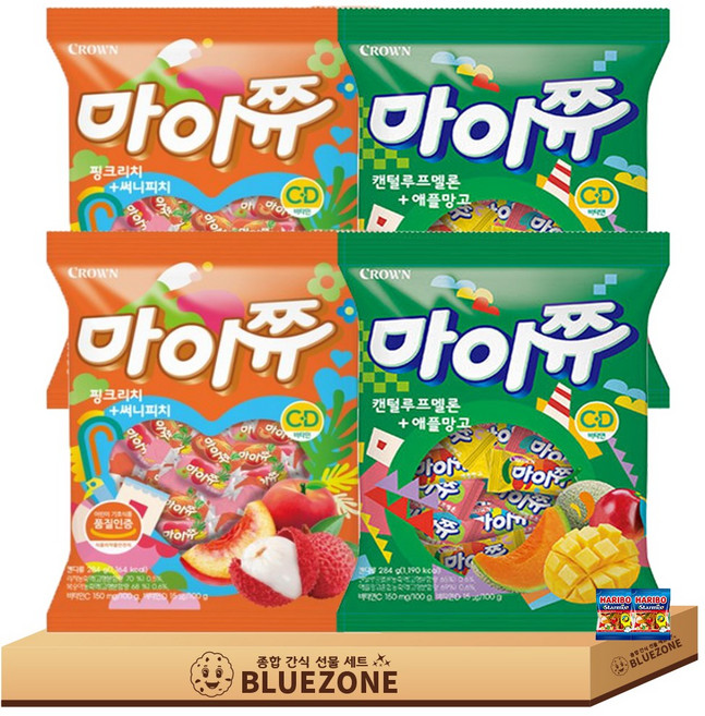 대용량 과일젤리 B세트 마이쮸 캔털루프멜론애플망고284g 2개 마이쮸 핑크리치써니피치284g 2개 하스25g 2개, 1개, 278g