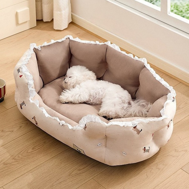 스타일닥터 사계절 강아지 방석 침대 대형 폭신한 사각 애견 쿠션, 1개, 브라운