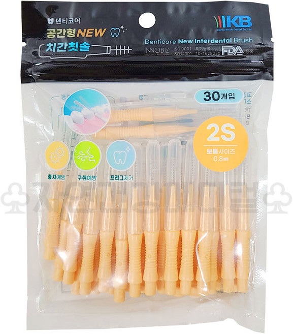 덴티코어 치간칫솔 I자형, 0.8mm, 30개입, 1개