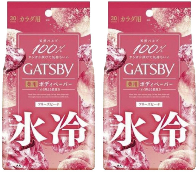 갸스비 데오도란트 샤워 티슈 아이스 피치 30매입, 2개
