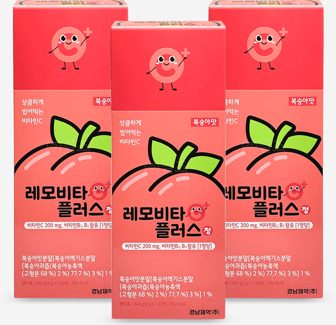 레모비타 플러스 120정 복숭아맛, 3개