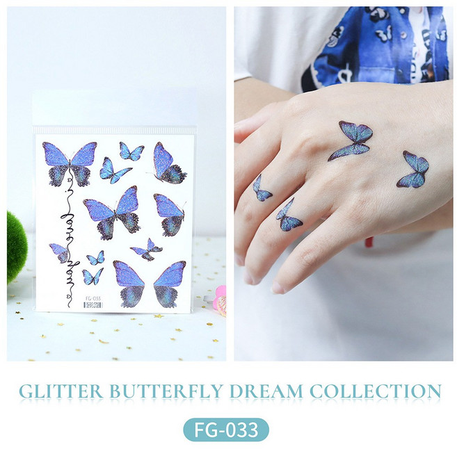 FG-007 夢幻天使翅膀紋身貼紙 防水持久, 1個, FG-33