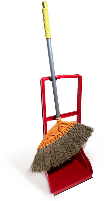 제이앤제이 갈대 빗자루 외곽쓰레받기대형 세트 외곽쓰레받이에 빗자루걸이부착, 1개