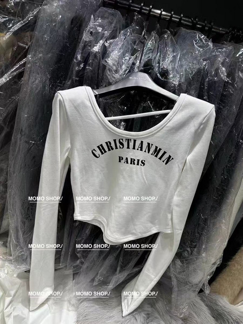 레터링 프린트 패드 어깨 긴팔 티셔츠 여 가을 이너 여 허리 언밸런스 레깅스 아메리칸 핫라임 쇼트 여