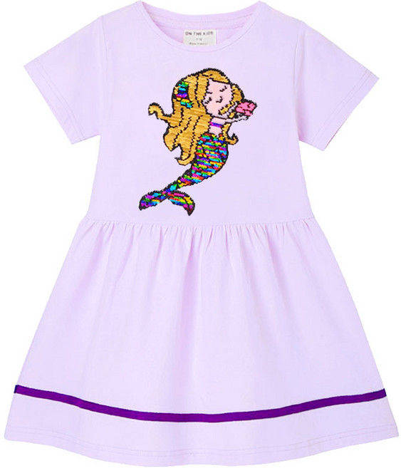 온더키즈 여름 스팽글 롱 반팔 원피스 아동 편한 치마