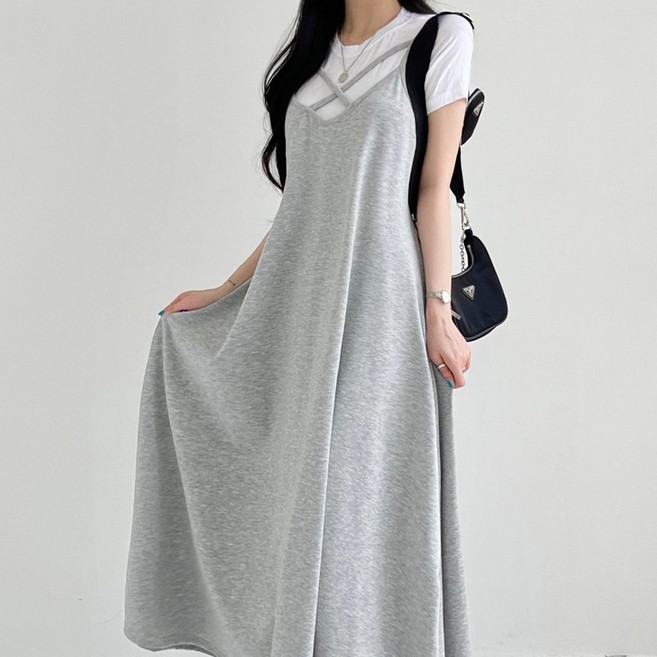 러브포텐 여성 여름 끈나시원피스 앞뒤가능 A라인 찰랑 레이어드 뷔스티에 원피스