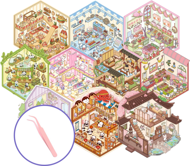 크랜브랑 틱톡유행 DIY 3D 집꾸미기 방꾸미기 스티커, 1개, 미니10종세트