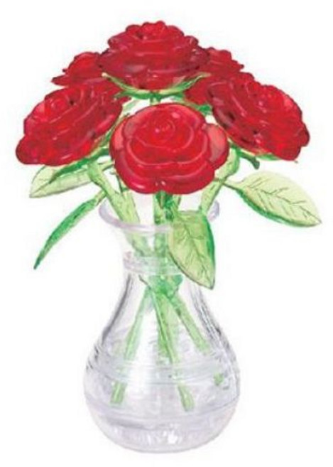 크리스탈 3D 입체 퍼즐 장미 화병-빨강색