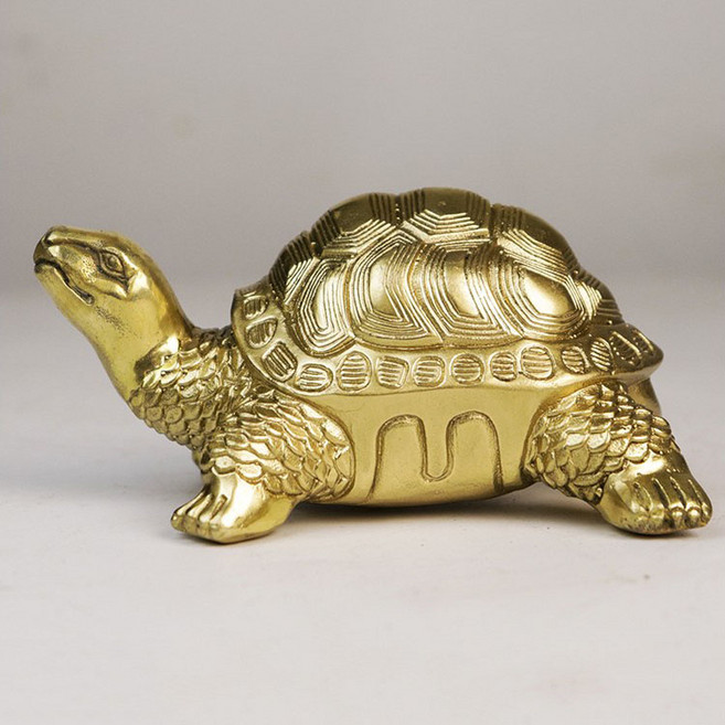 JINGHENG 청동거북이 장식품 행운 풍수 금전 재물 복 건강 장수, 14.5cm 거북이