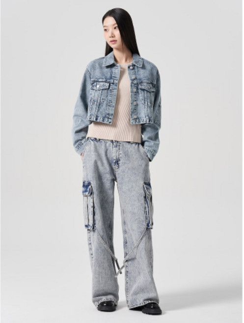 매장정품 에잇세컨즈 8SECONDS 스트랩 카고 데님 팬츠 스카이블루 (324321EP8Q) 324321EP8Q 677045