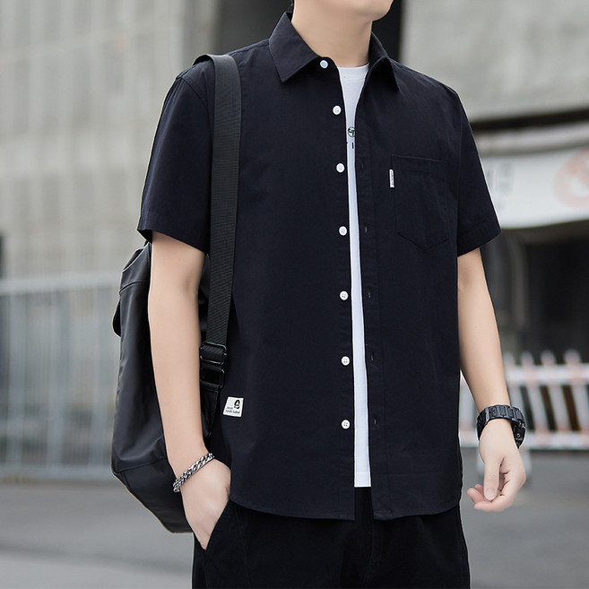 2025夏季新款純棉短袖襯衫男士韓版青年休閒帥氣潮流襯衣透氣上衣