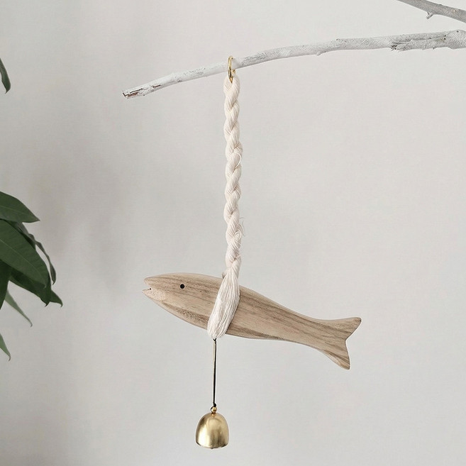 ENNUFO 액막이 명태 원목 목각 장식 현관 차량용, 내추럴