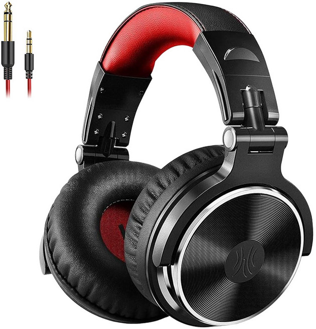 원오디오 PRO20 모니터링 헤드폰 오버이어 밀폐형 듀얼잭 유선 헤드셋, 레드