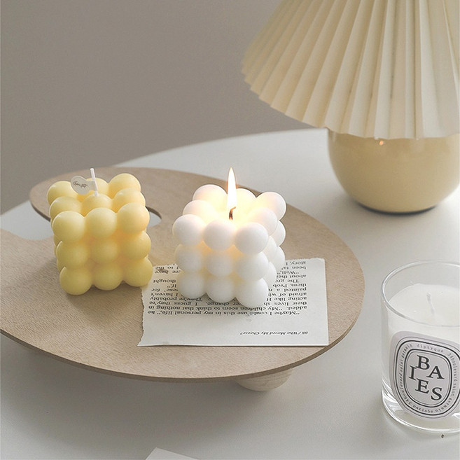 [단품] 큐브캔들L 봉봉캔들 티케캔들 힐링선물, 150g, 1개, 화이트-우드세이지 앤 씨솔트