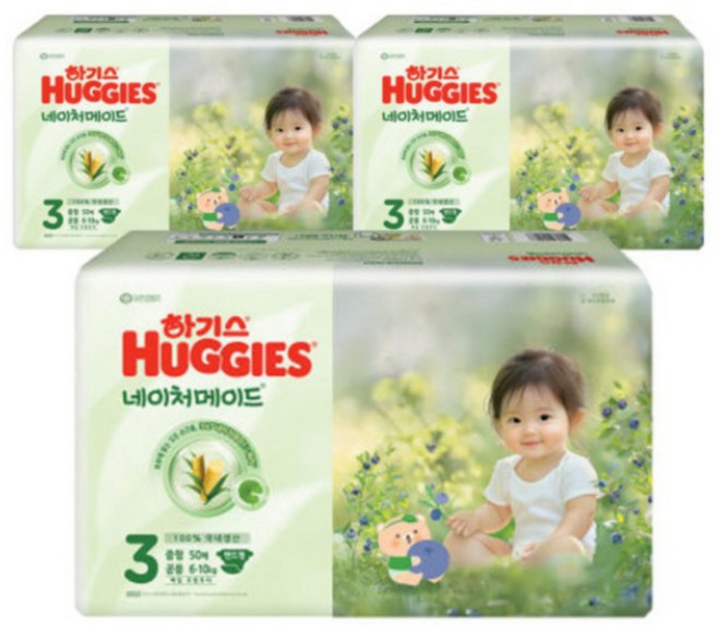 하기스 네이처메이드 3단계 공용 중형 50매X3팩 (150매), 150매