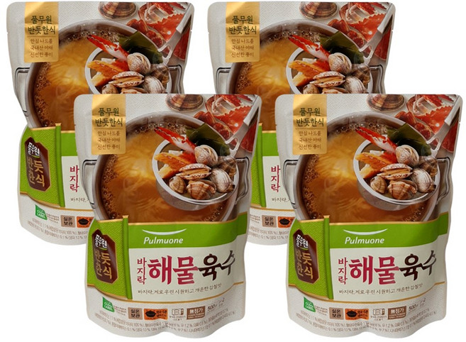 반듯한식 풀무원 바지락 해물육수, 4개, 500g