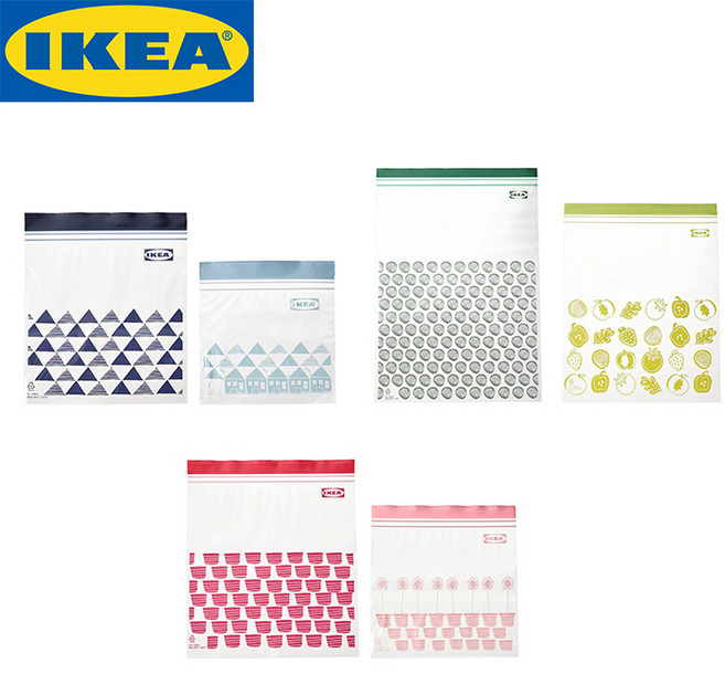 이케아 지퍼백 대형 30매+중형 50매+소형 60매 세트, 혼합 크기, 1세트, 140개입